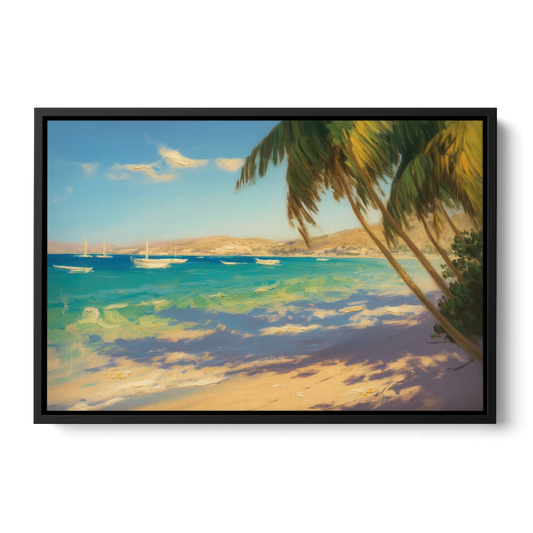 Playa El Coromuel Shore - Black Framed Canvas Wall Art - Front