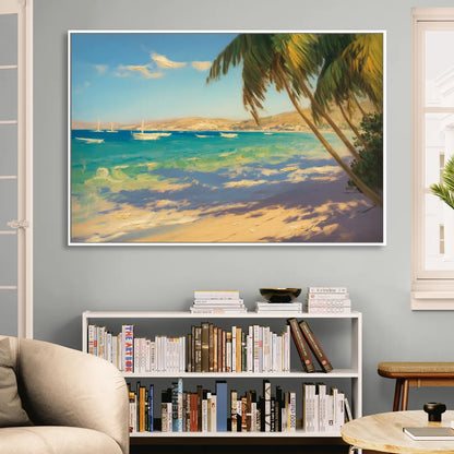 Playa El Coromuel Shore Sitting Room - White Canvas Wall Art