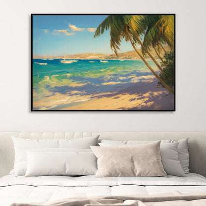 Playa El Coromuel Shore Sitting Room - Black Canvas Wall Art