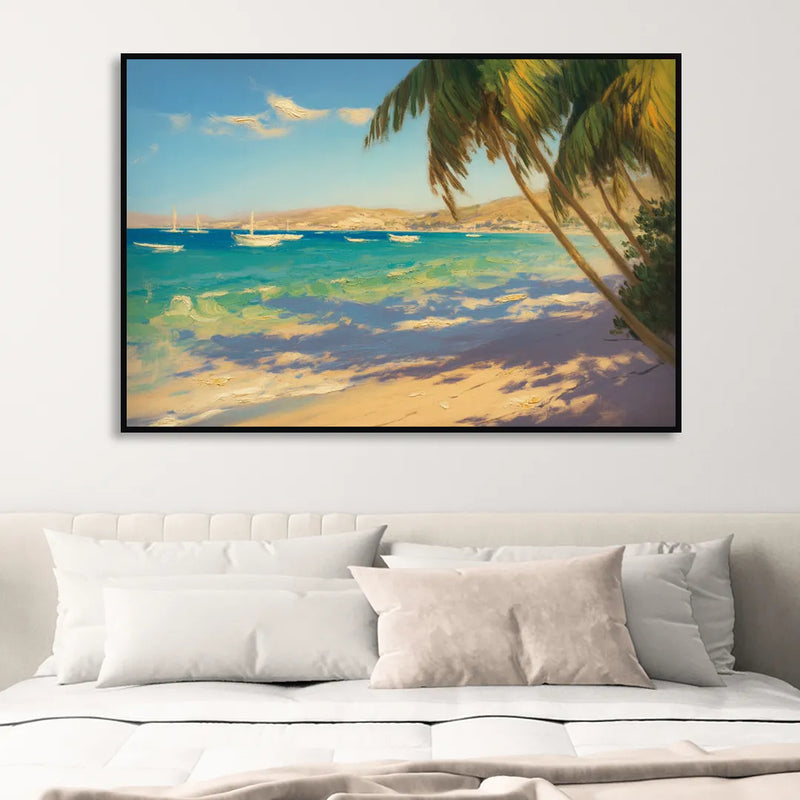 Playa El Coromuel Shore Sitting Room - Black Canvas Wall Art