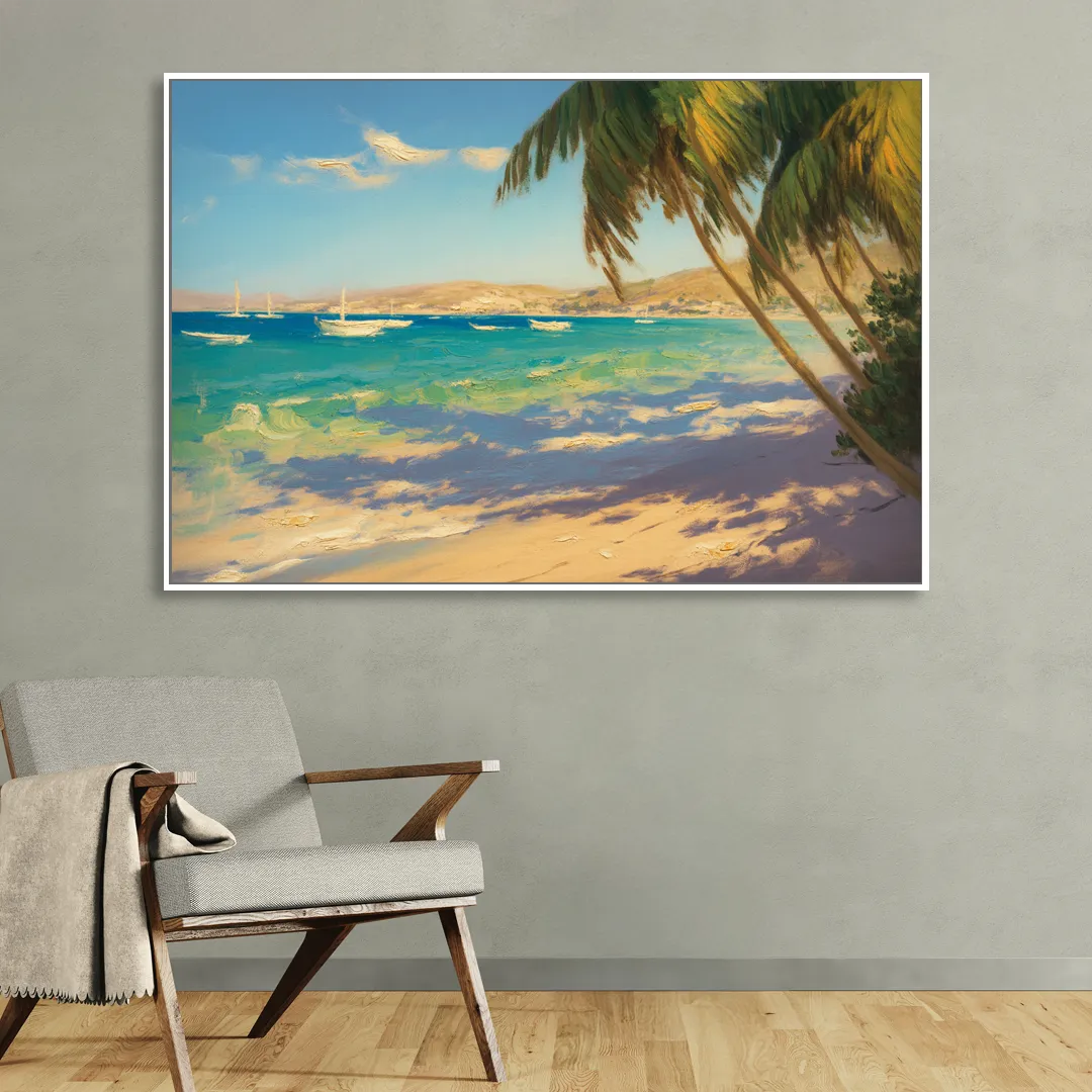 Playa El Coromuel Shore Living Room - White Canvas Wall Art