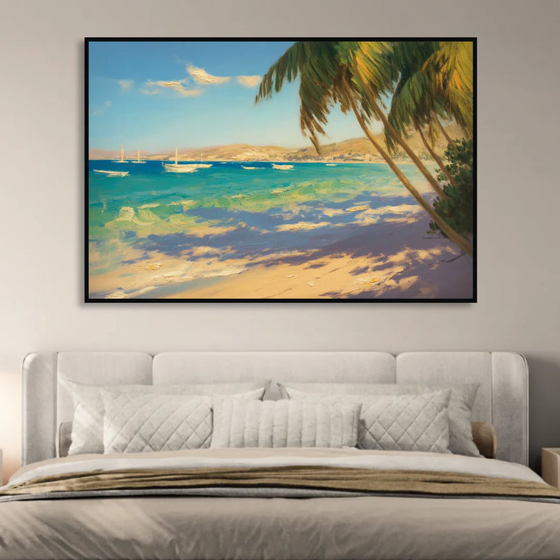 Playa El Coromuel Shore Living Room - Black Canvas Wall Art