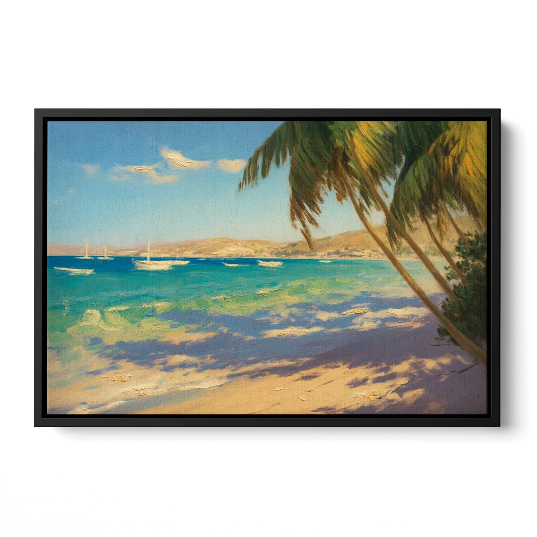 Playa El Coromuel Shore Front - Black Canvas Wall Art