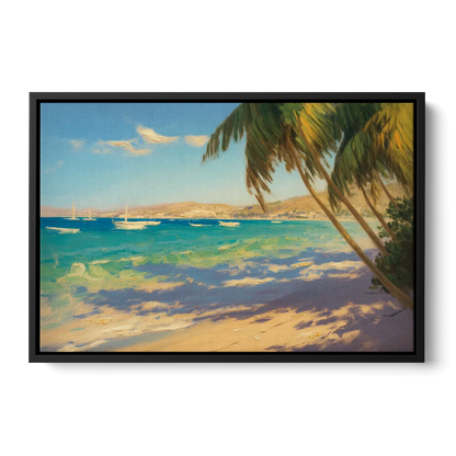 Playa El Coromuel Shore Front - Black Canvas Wall Art