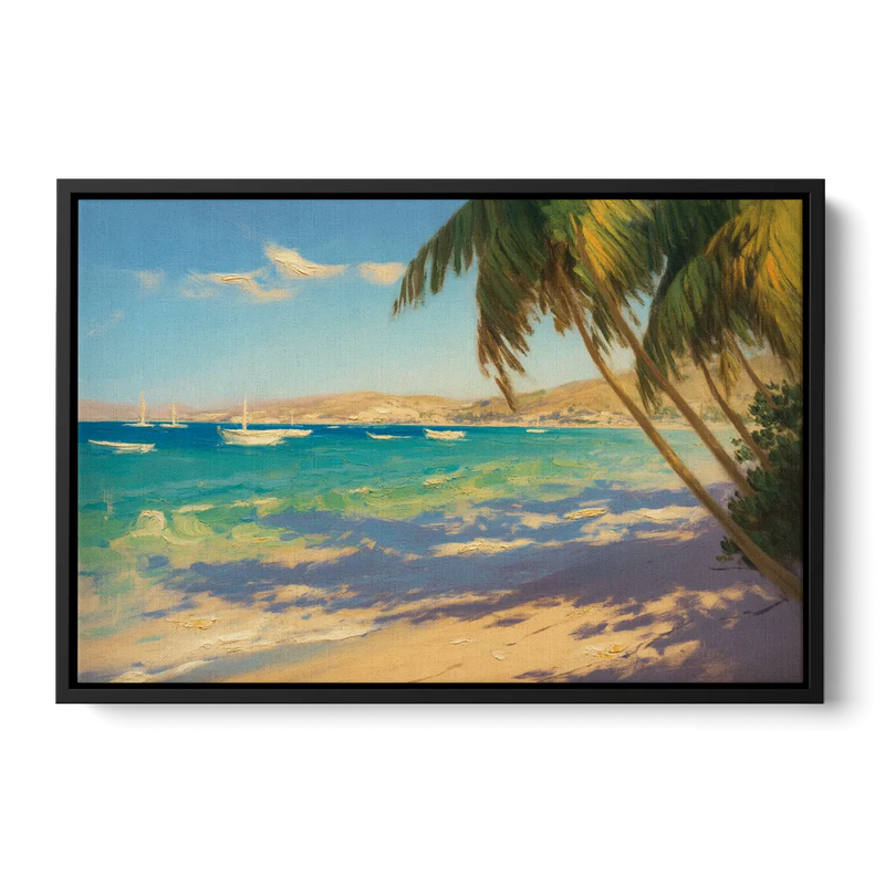 Playa El Coromuel Shore Front - Black Canvas Wall Art