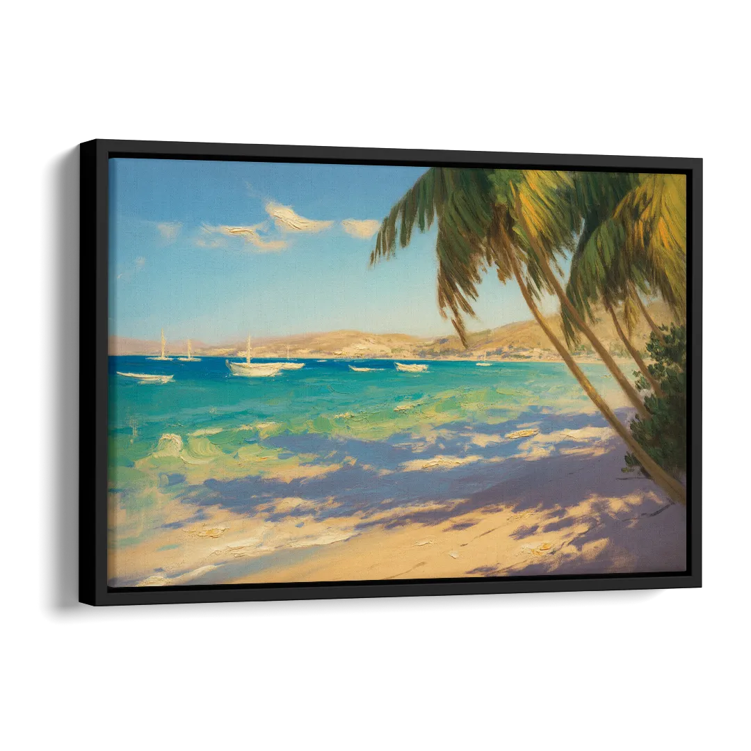 Playa El Coromuel Shore Side - Black Canvas Wall Art