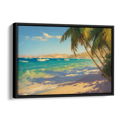 Playa El Coromuel Shore Side - Black Canvas Wall Art