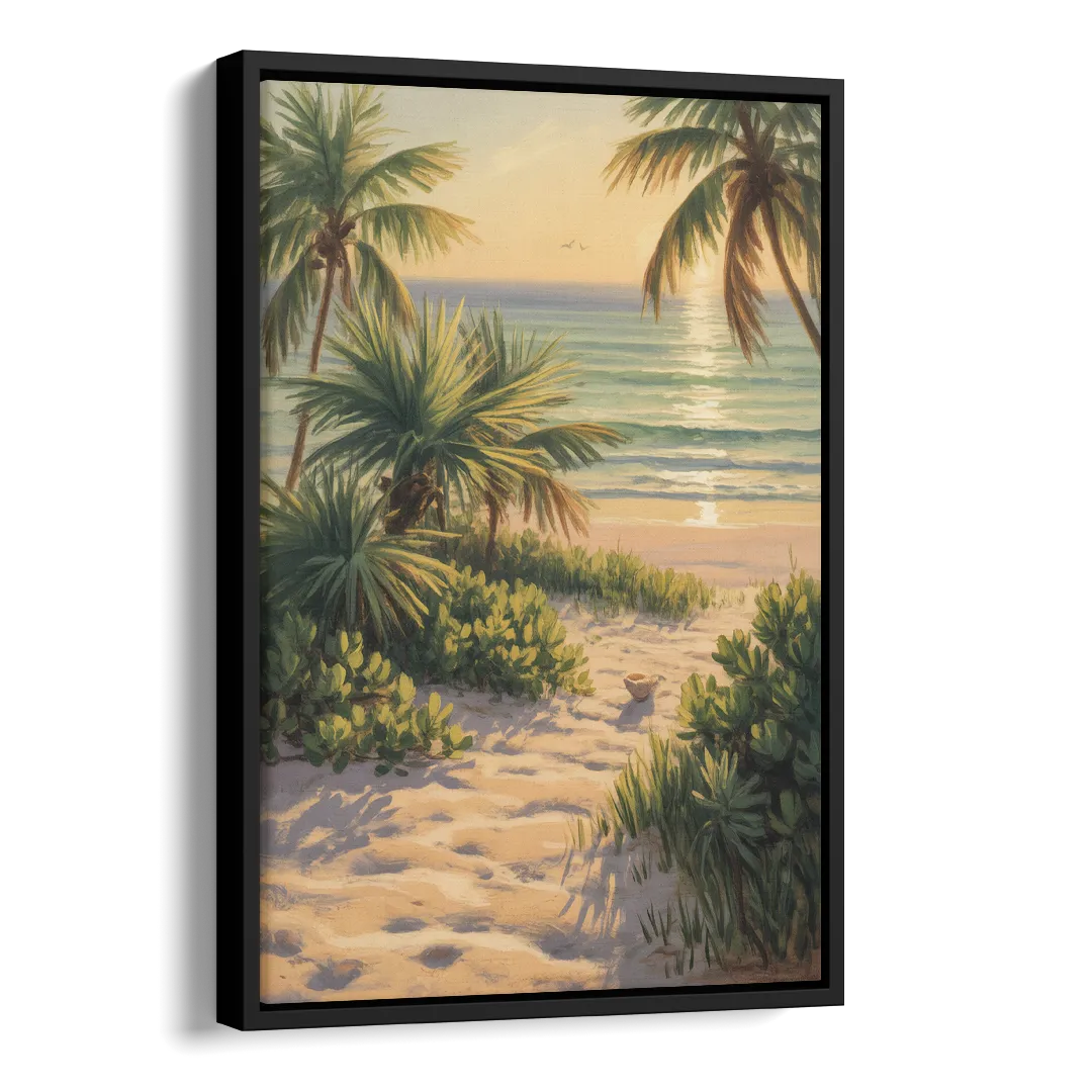 Playa Langosta Palms Side - Black Canvas Wall Art