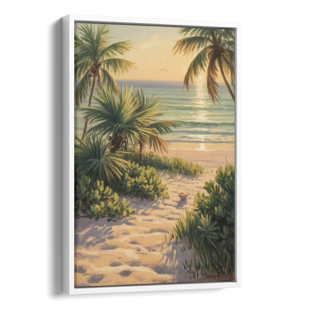 Playa Langosta Palms Side - White Canvas Wall Art