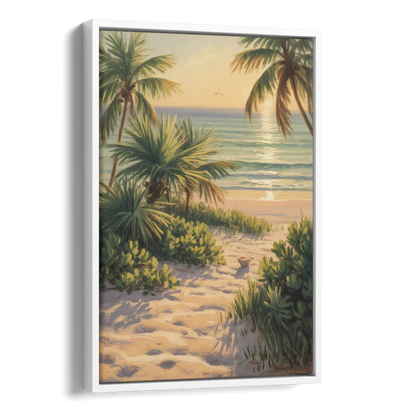 Playa Langosta Palms Side - White Canvas Wall Art