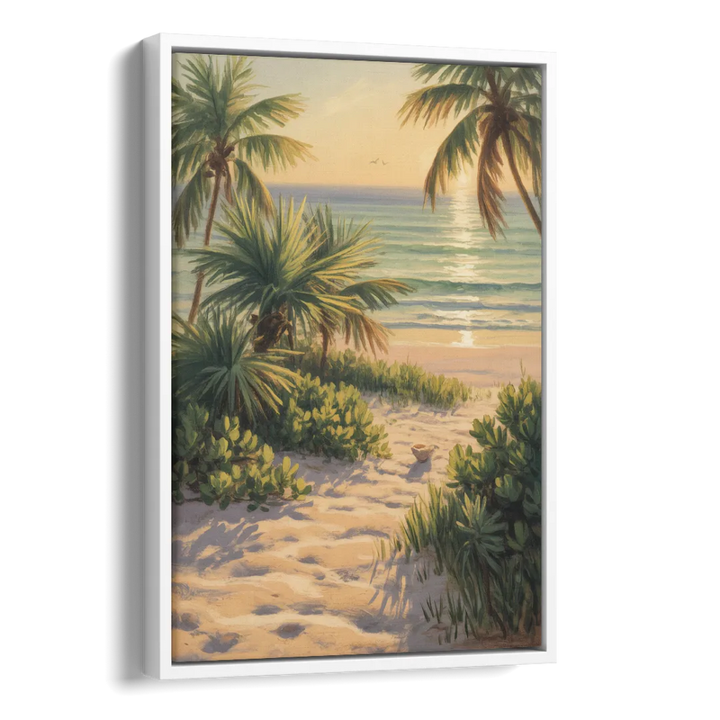 Playa Langosta Palms Side - White Canvas Wall Art