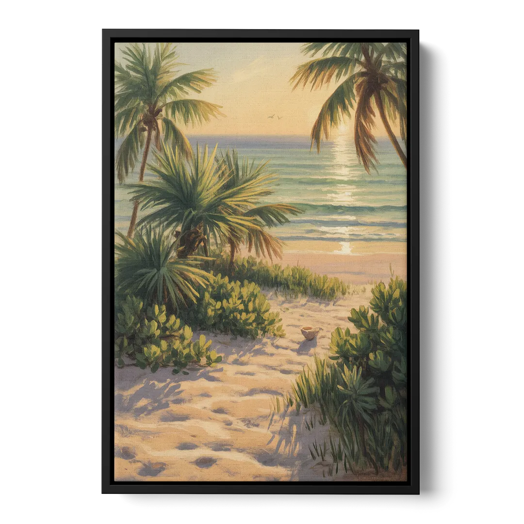 Playa Langosta Palms Front - Black Canvas Wall Art