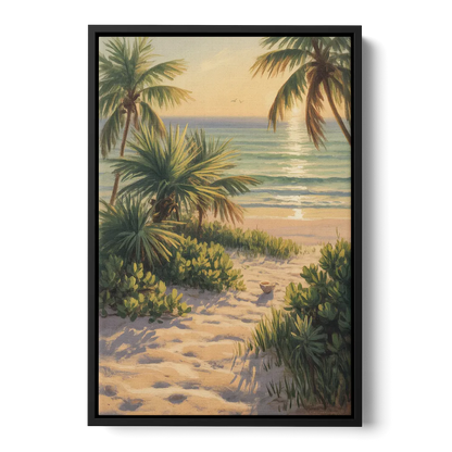 Playa Langosta Palms Front - Black Canvas Wall Art