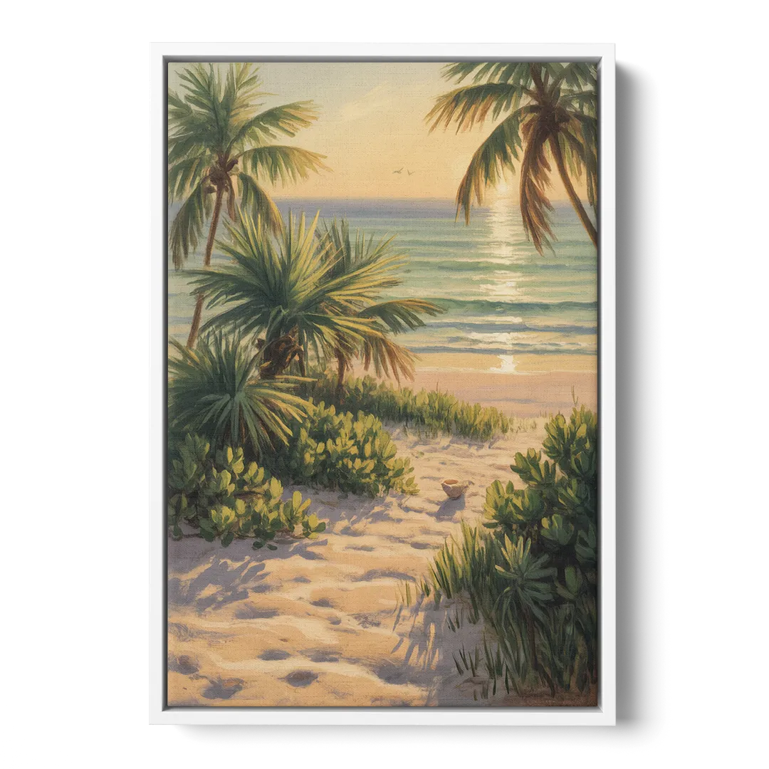 Playa Langosta Palms Front - White Canvas Wall Art