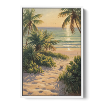 Playa Langosta Palms Front - White Canvas Wall Art