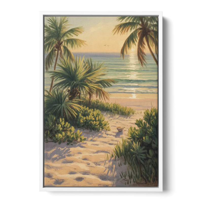 Playa Langosta Palms Front - White Canvas Wall Art