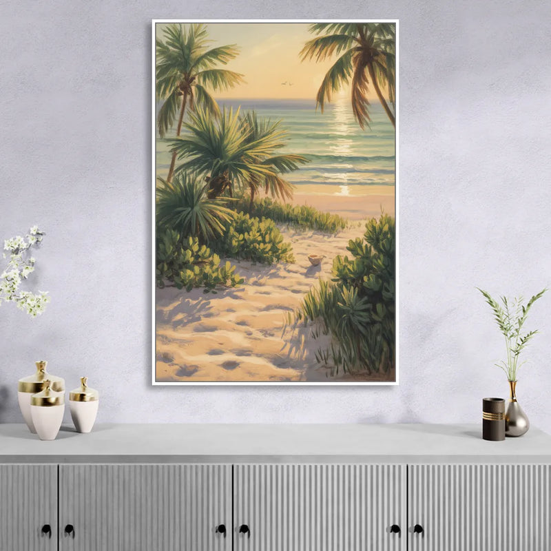 Playa Langosta Palms Living Room - White Canvas Wall Art