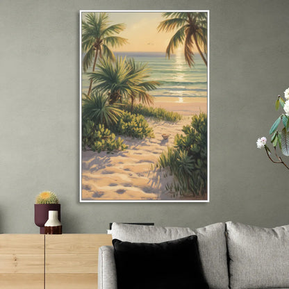 Playa Langosta Palms Sitting Room - White Canvas Wall Art