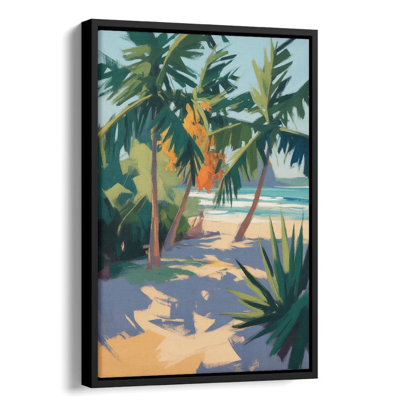 Playa Paraíso Palms Side - Black Canvas Wall Art