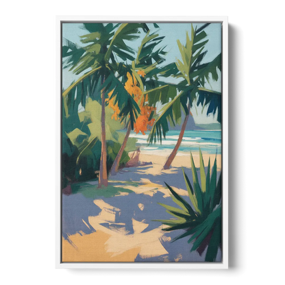 Playa Paraíso Palms Front - White Canvas Wall Art