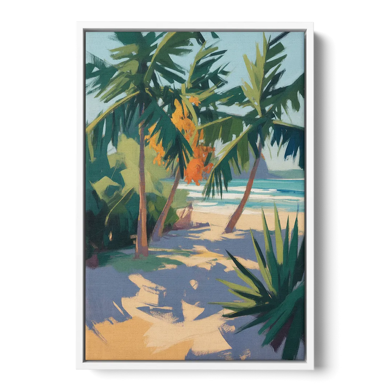 Playa Paraíso Palms Front - White Canvas Wall Art