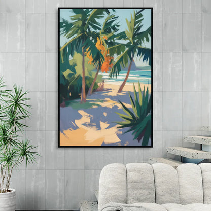 Playa Paraíso Palms Sitting Room - Black Canvas Wall Art