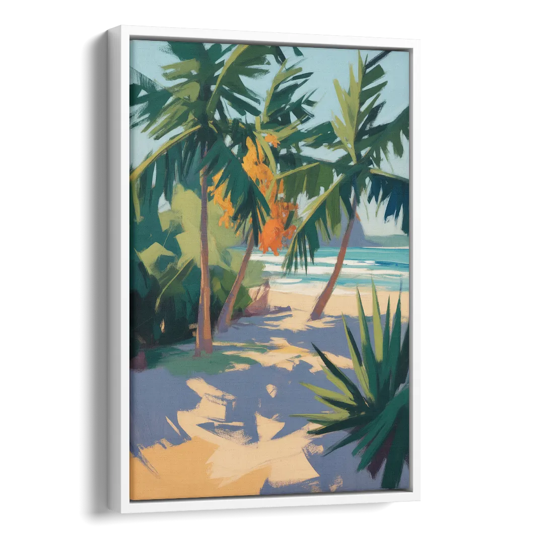 Playa Paraíso Palms Side - White Canvas Wall Art