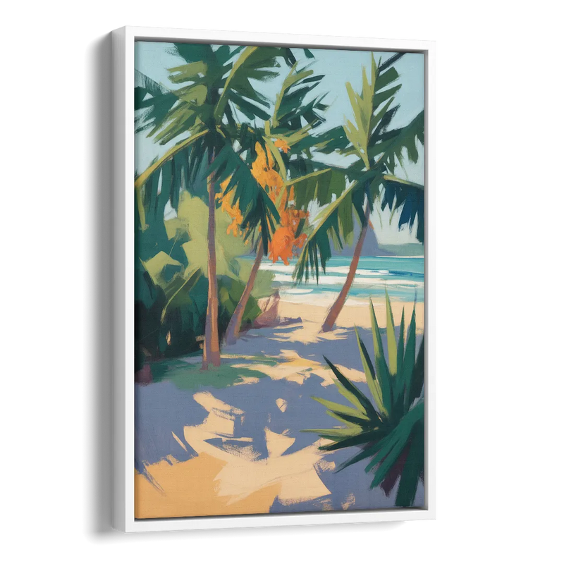 Playa Paraíso Palms Side - White Canvas Wall Art