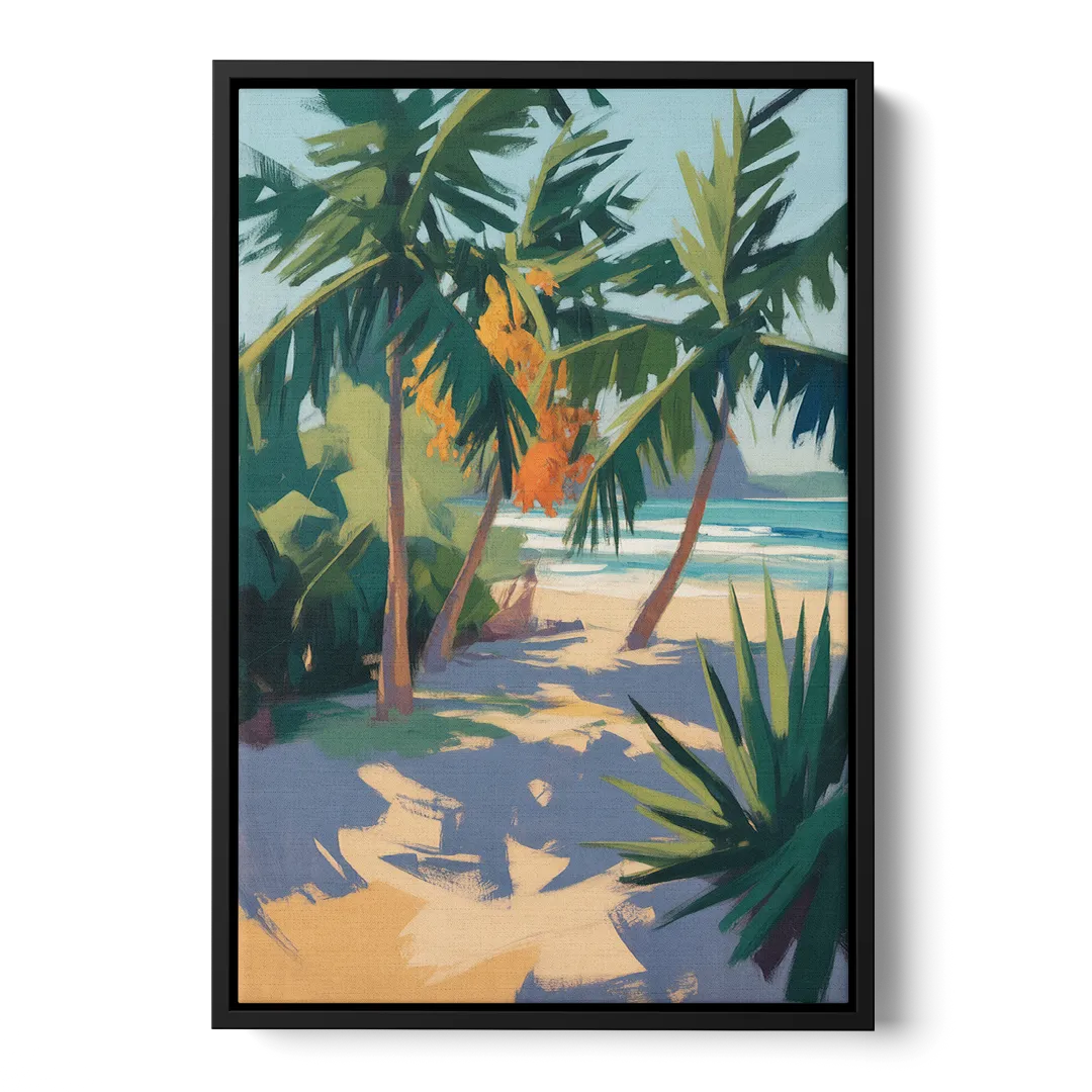 Playa Paraíso Palms Front - Black Canvas Wall Art
