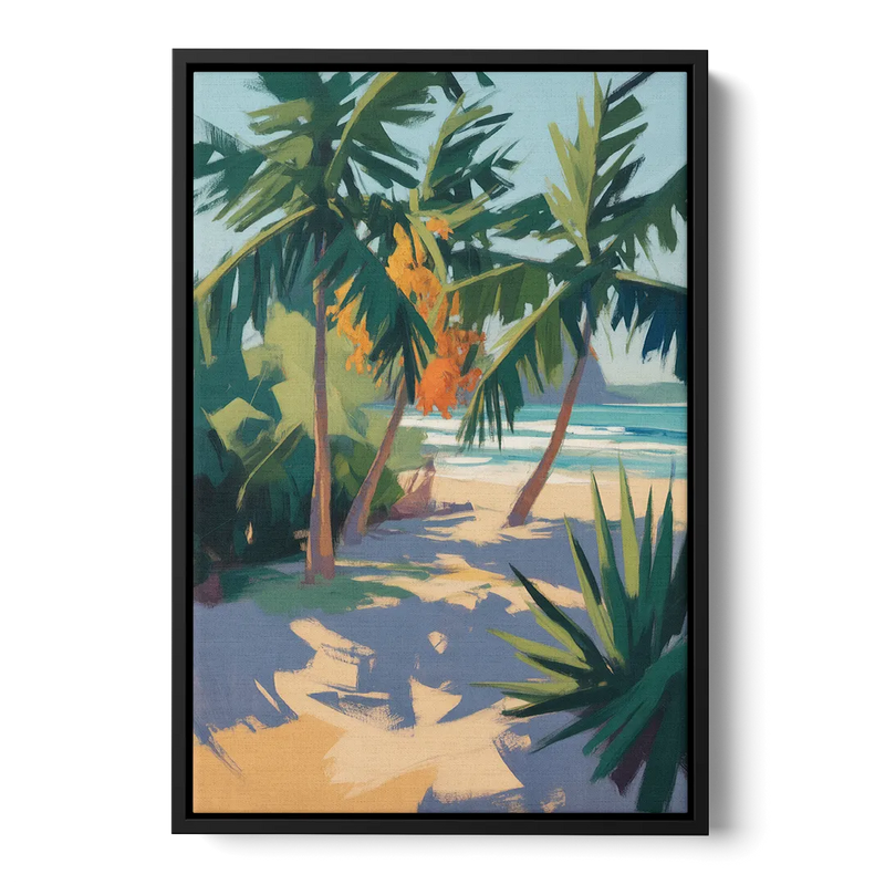 Playa Paraíso Palms Front - Black Canvas Wall Art