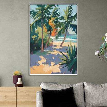 Playa Paraíso Palms Living Room - White Canvas Wall Art