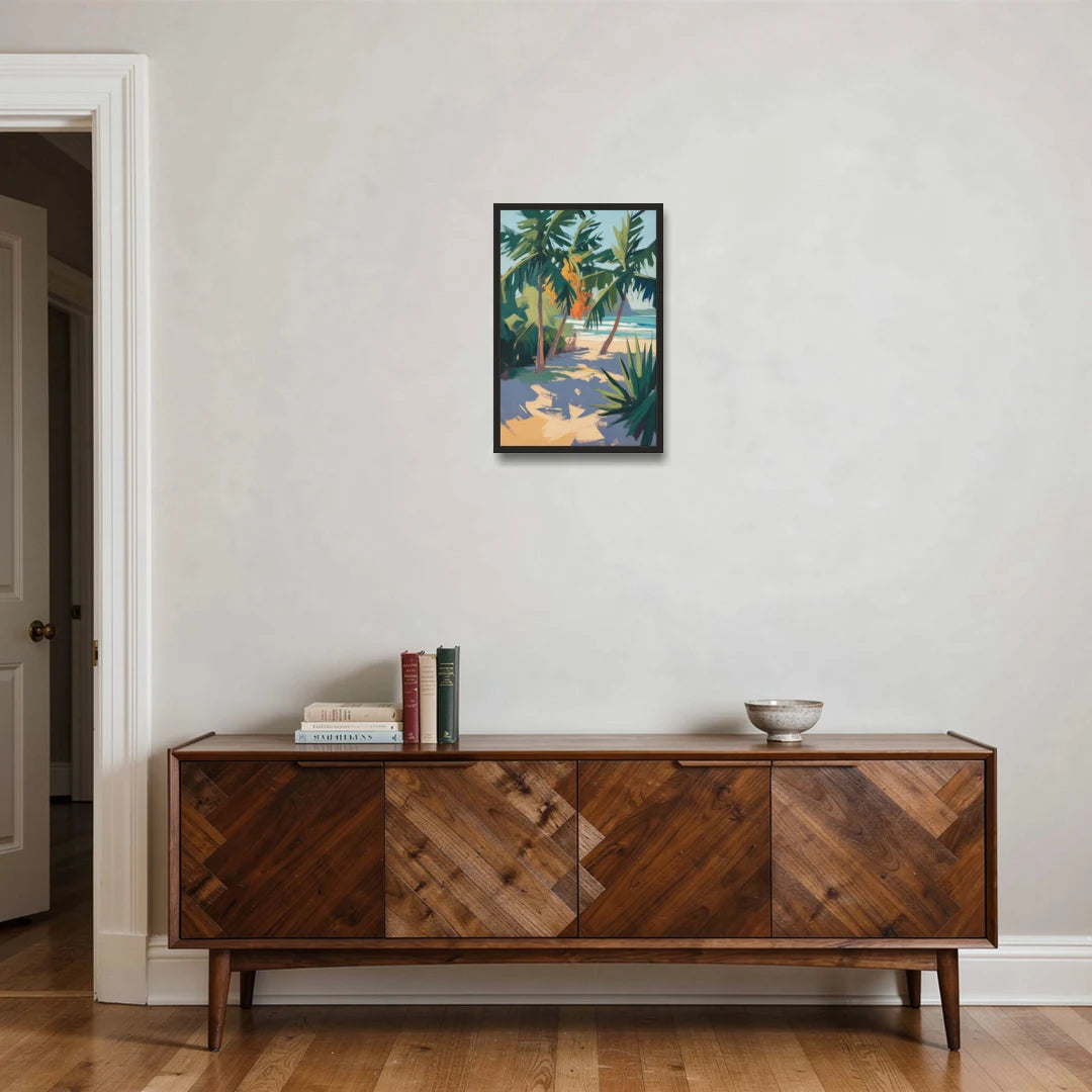 Playa Paraíso Palms - Black Framed Canvas Wall Art - Coffee Table - 16x24