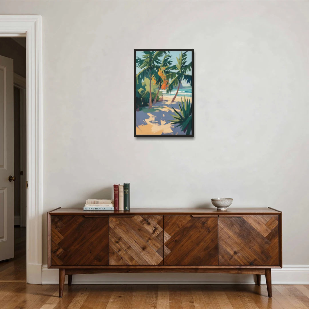 Playa Paraíso Palms - Black Framed Canvas Wall Art - Coffee Table - 20x30