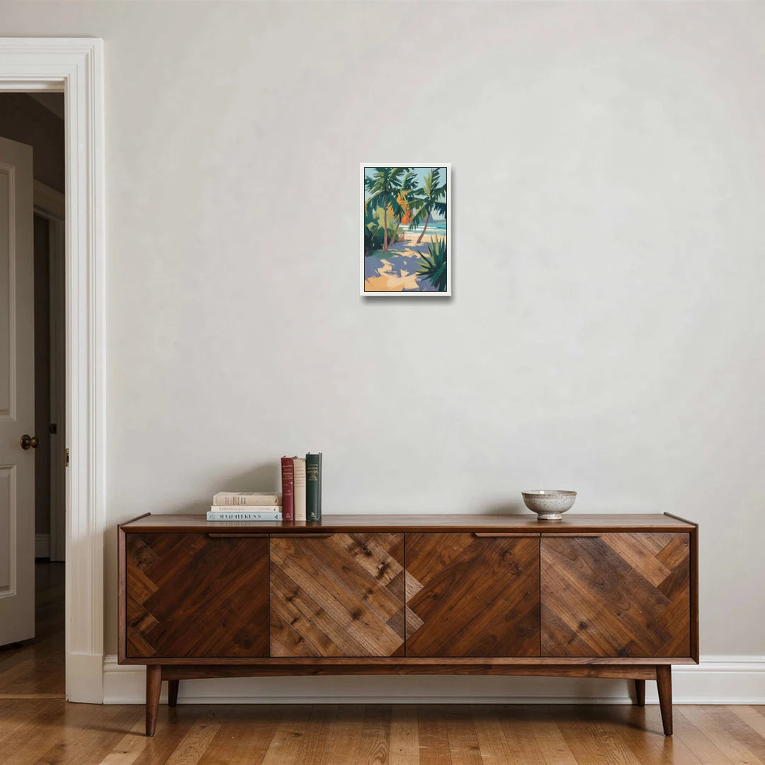 Playa Paraíso Palms - White Framed Canvas Wall Art - Coffee Table - 12x18