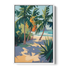 Playa Paraíso Palms - White Framed Canvas Wall Art - Front