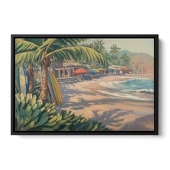 Playa Sayulita Palms - Black Framed Canvas Wall Art - Front