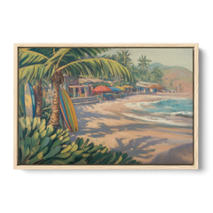 Playa Sayulita Palms - Oak Framed Canvas Wall Art - Front
