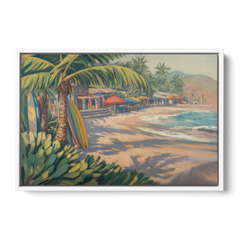 Playa Sayulita Palms - White Framed Canvas Wall Art - Front