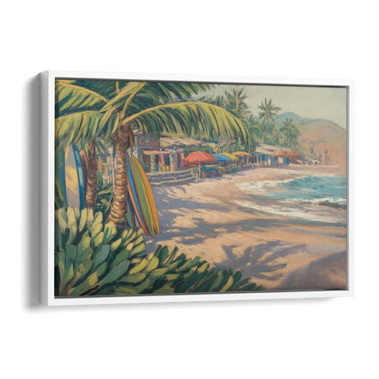 Playa Sayulita Palms Side - White Canvas Wall Art