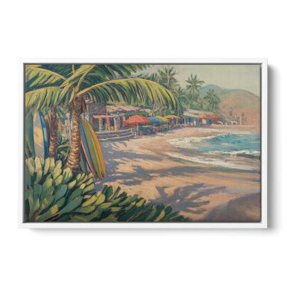 Playa Sayulita Palms Front - White Canvas Wall Art