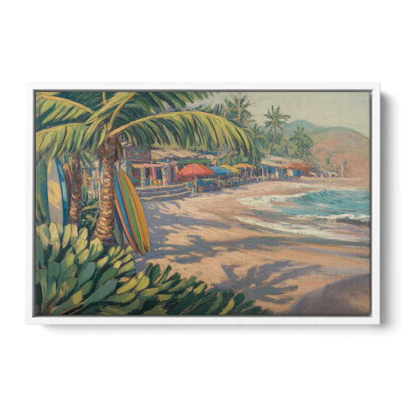 Playa Sayulita Palms Front - White Canvas Wall Art