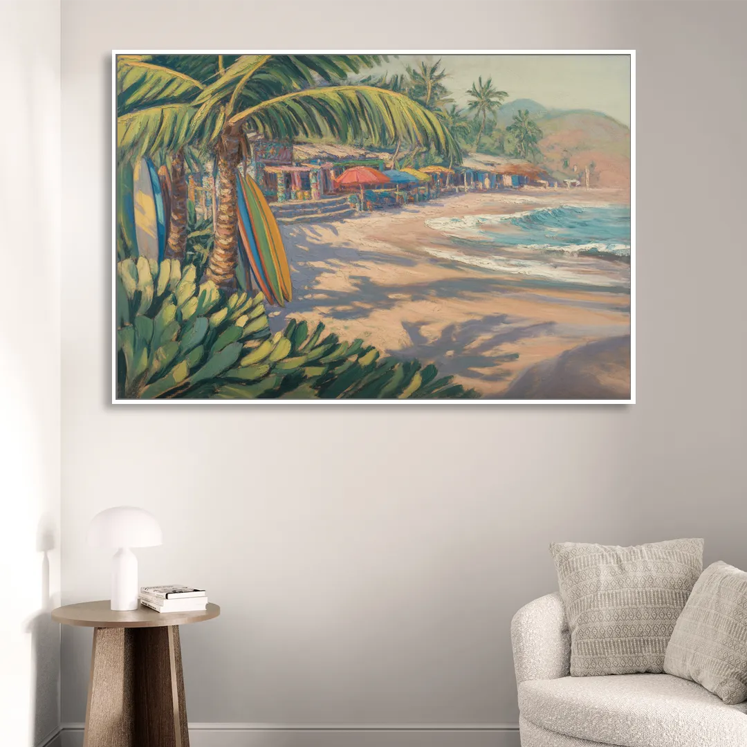 Playa Sayulita Palms Sitting Room - White Canvas Wall Art
