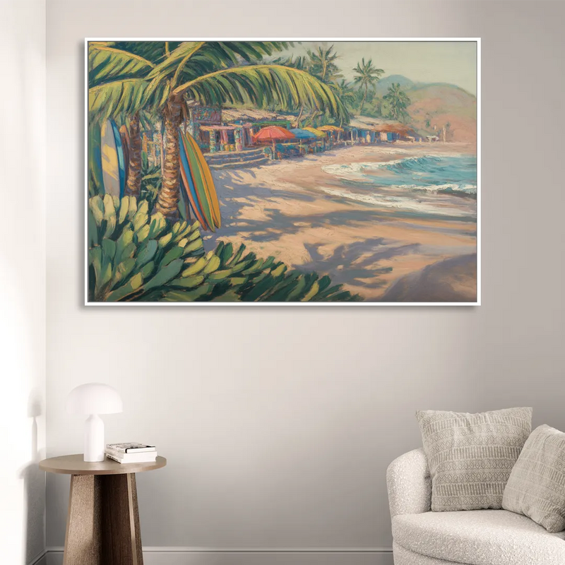 Playa Sayulita Palms Sitting Room - White Canvas Wall Art
