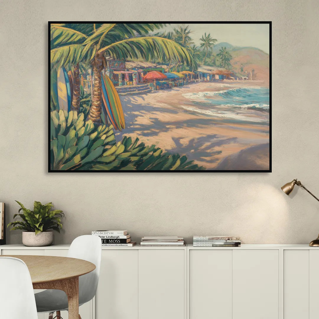 Playa Sayulita Palms Sitting Room - Black Canvas Wall Art