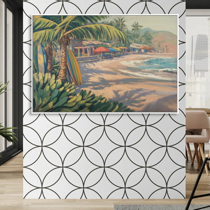 Playa Sayulita Palms Living Room - White Canvas Wall Art