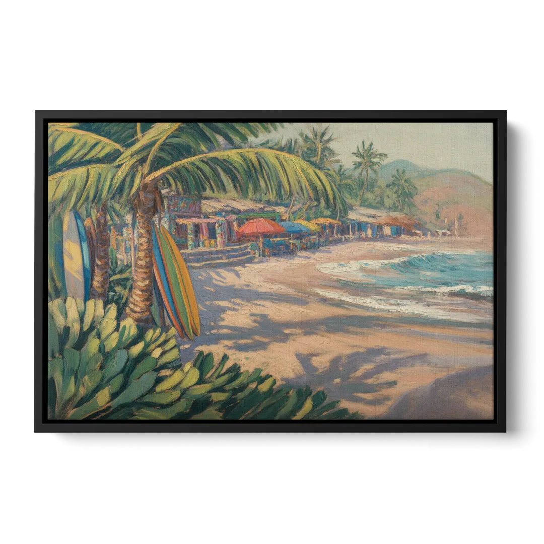 Playa Sayulita Palms Front - Black Canvas Wall Art