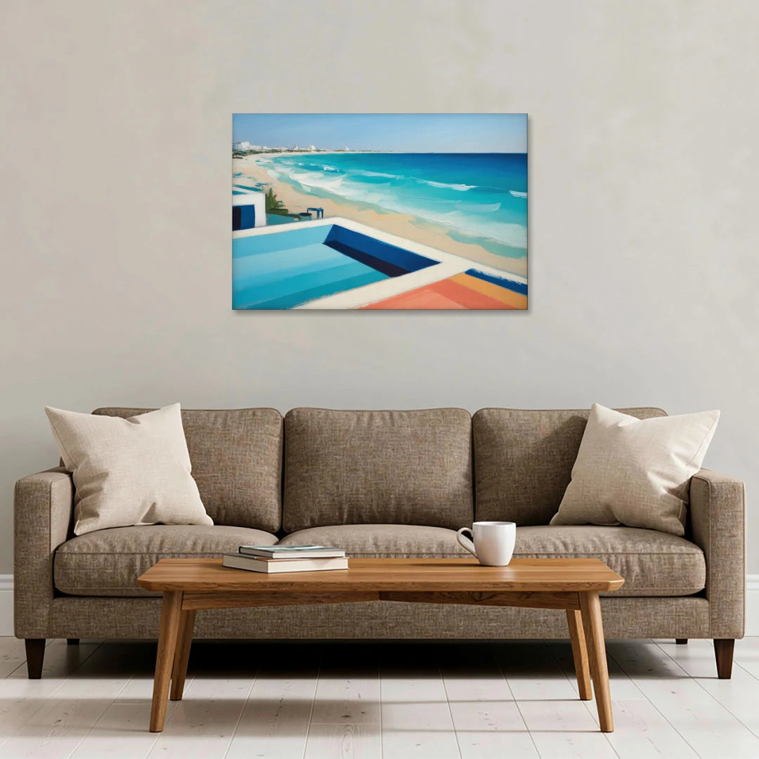 Playa del Carmen Beachfront - Canvas Wall Art - Sofa - 36x24