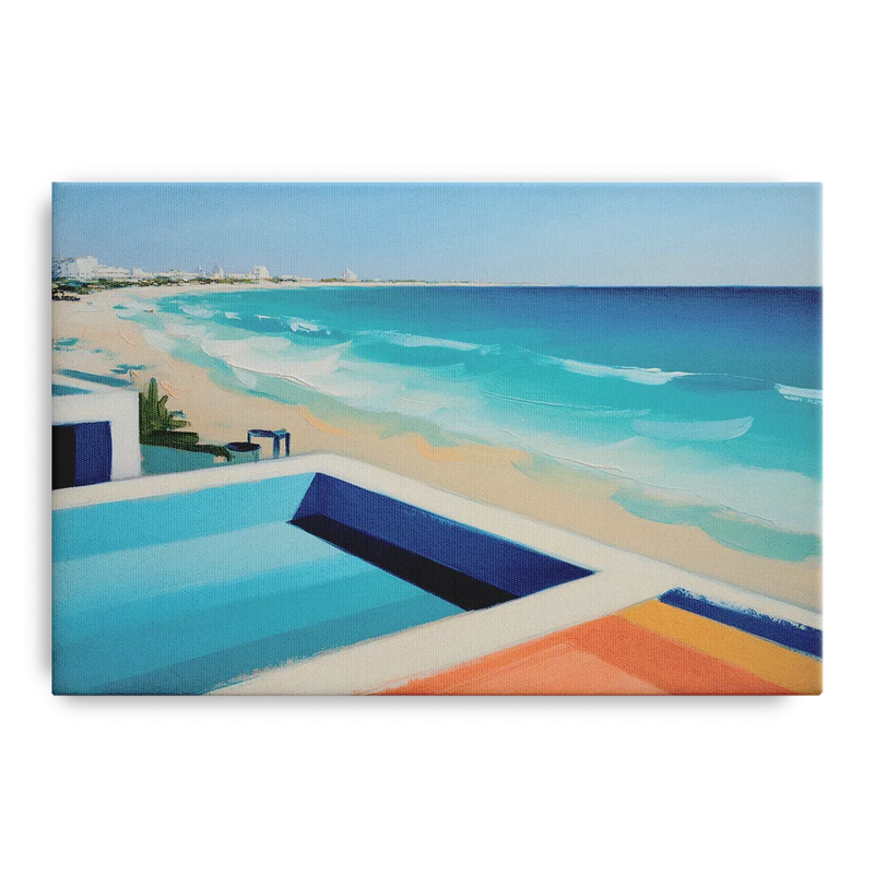 Playa del Carmen Beachfront Front - Canvas Wall Art