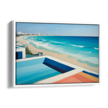 Playa del Carmen Beachfront Side - White Canvas Wall Art