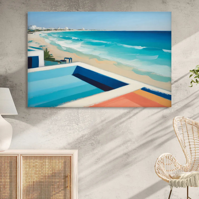 Playa del Carmen Beachfront Living Room - Canvas Wall Art